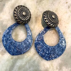Vintage Blue Metal Earrings